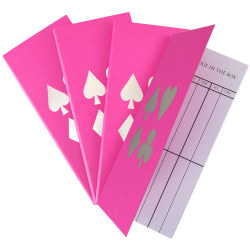 four pink scorepads